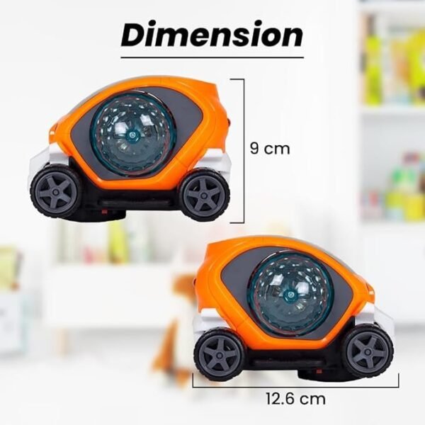 SKYLINE Battery Operated Stunt Car Toy with Music & 4D Vibrant Light Effects | 360° Rotating Bump & Go Action Car Toy - Image 4