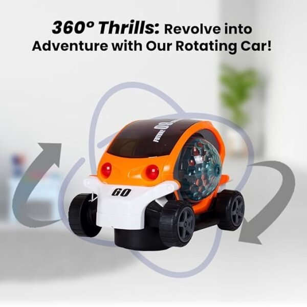 SKYLINE Battery Operated Stunt Car Toy with Music & 4D Vibrant Light Effects | 360° Rotating Bump & Go Action Car Toy - Image 6