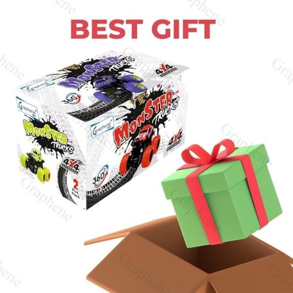 Pack of 2 Monster Trucks for Boys 3-7 Years Old, Friction Powered Car Toys, Durable High-Density Alloy and Non-Toxic Plastic - Image 6