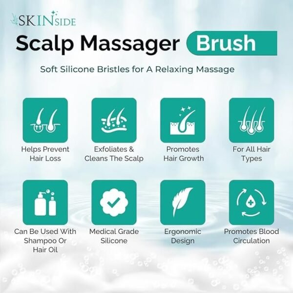 SkinSide Hair Scalp Massager for Hair Growth | Shampoo Brush Scrubber | Scalp Exfoliator | Oil Brush - Image 3