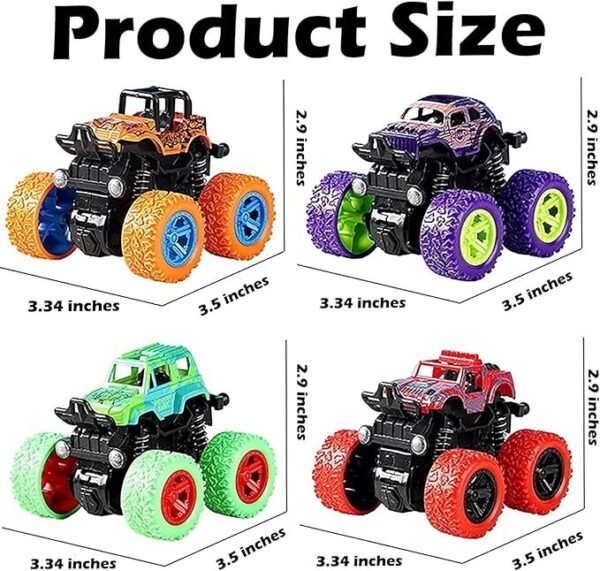 Pack of 2 Monster Trucks for Boys 3-7 Years Old, Friction Powered Car Toys, Durable High-Density Alloy and Non-Toxic Plastic - Image 4
