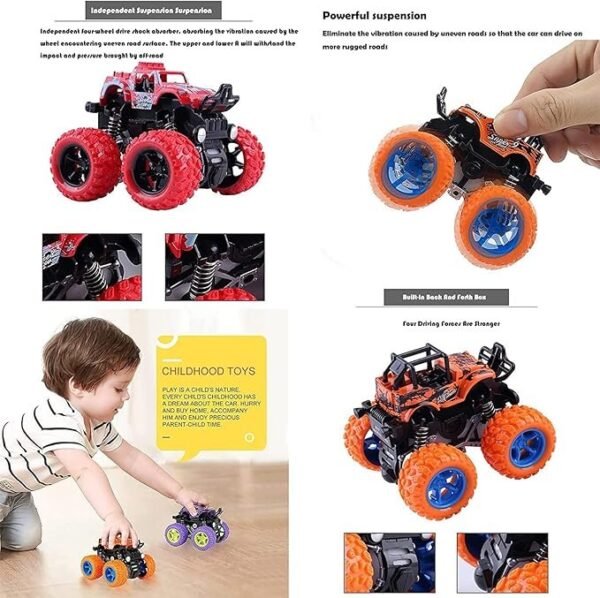 Pack of 2 Monster Trucks for Boys 3-7 Years Old, Friction Powered Car Toys, Durable High-Density Alloy and Non-Toxic Plastic - Image 3