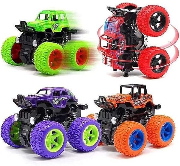 Pack of 2 Monster Trucks for Boys 3-7 Years Old, Friction Powered Car Toys, Durable High-Density Alloy and Non-Toxic Plastic