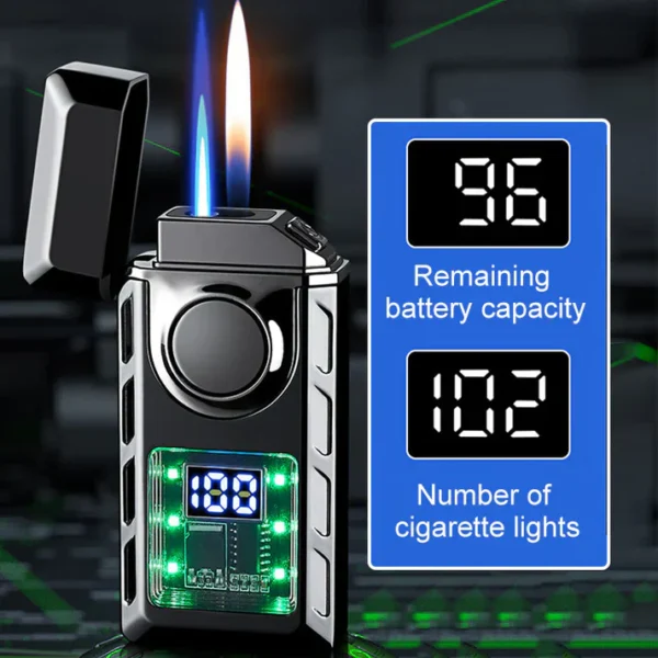 Multi-Functional Dual Flame Lighter with Colored Lights - Image 10