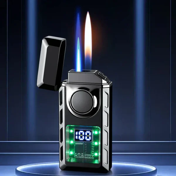 Multi-Functional Dual Flame Lighter with Colored Lights - Image 2