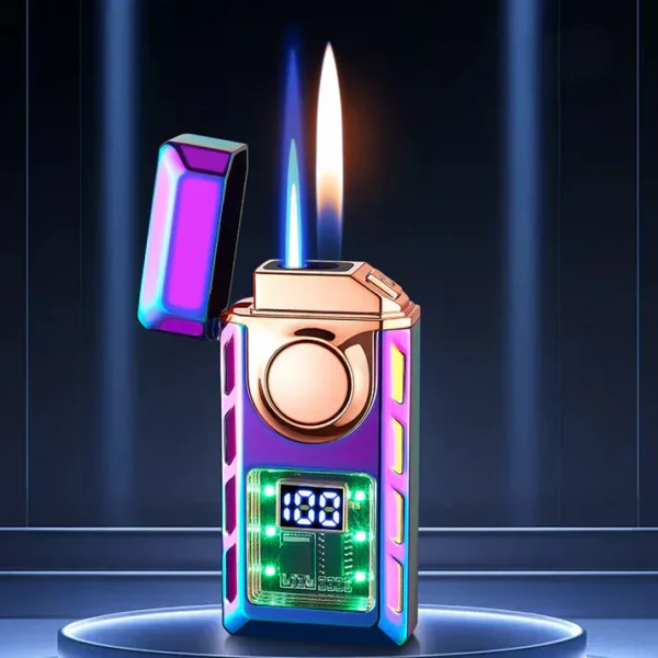 Multi-Functional Dual Flame Lighter with Colored Lights - Image 6